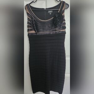 Adrianna Papell Black Ribbed Strapless Bodycon Dress